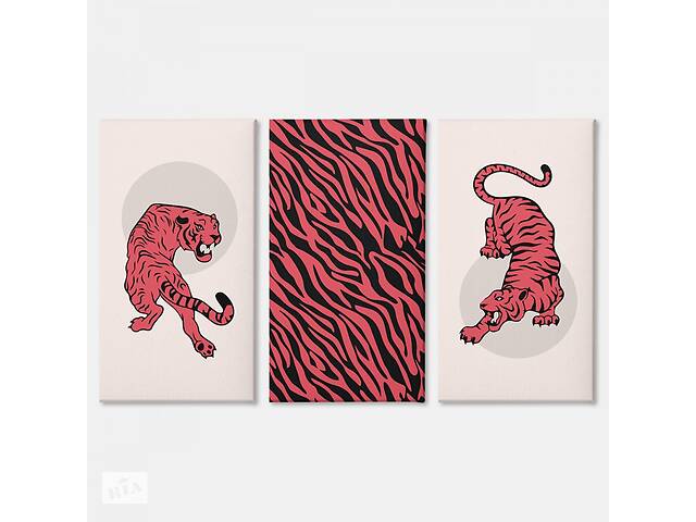 Модульна картина із трьох частин Tigers dance Malevich Store 126x80 см (MK311606)