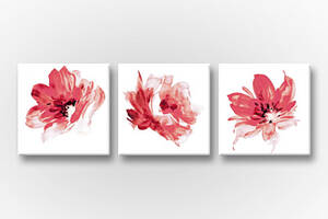 Модульна картина із трьох частин Квіти Акварель Malevich Store 156x50 см (MK322412)
