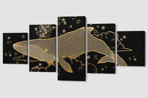 Модульная картина Золотой кит Malevich Store 162x80 см (MK53629)