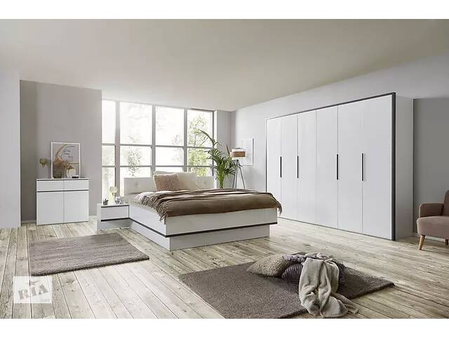 Модульна спальня Мебель UA Лукка мінімалізм Білий глянець/Антрацит (57570)