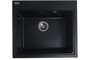 Мойка гранитная для кухни Platinum 5852 VESTA матовая Черный металлик