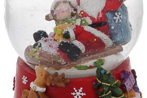 Музыкальный водяной шар 'Санта на санях' 14см с заводным механизмом
