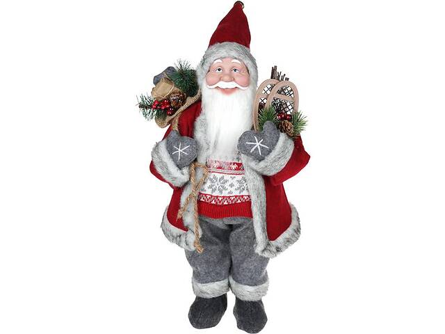 Мягкая игрушка 'Санта с подарками' 45см, красный с серым