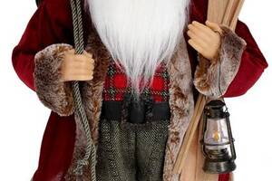 Мягкая игрушка 'Санта с подарками, лыжами и фонарем' 60см, красный