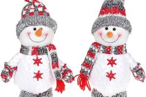 Мягкая игрушка 'Снеговик' 38см, белый, серый, красный, 2 дизайна