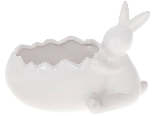 Мини-кашпо 'Кролик у яйца' 19х12х13см, керамика, белый