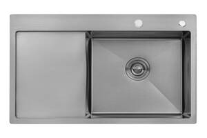 Мийка для кухні інтегрована Lidz Handmade H7849R крило праворуч (LDH7849BRUR45591) Brushed Steel 3,0/1,0 мм
