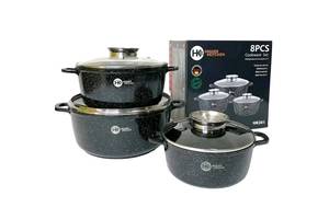 Набор кастрюль с гранитным антипригарным покрытием Higher Kitchen HK-301, набор посуды 6 предметов