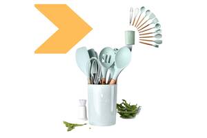 Набір кухонних приналежностей Kitchen Set, 12 предметів, бірюзовий. (42902-_338)