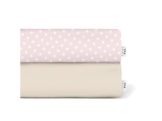 Набор простыни на резинке Cosas BEIGE/ROSE DOTS Ранфорс 160х200х20 см 2 шт Розовый/Бежевый