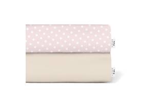 Набор простыни на резинке Cosas BEIGE/ROSE DOTS Ранфорс 180х200х20 см 2 шт Бежевый/Розовый