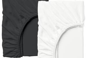 Набор простыни на резинке Cosas WHITE/BLACK Ранфорс 160х200х20 см 2 шт Черный/Белый