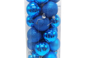 Набір ялинкових іграшок 'Кулі' 6279-1, 24 шт (Блакитний)