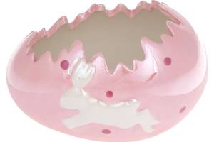 Набор 2 декоративных кашпо 'Яйцо' Зайка 15х11.2х10.3см, розовый перламутр