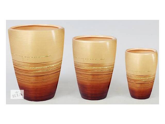 Набор 3 вазы Gold Motifs Brown 17.5 см 15 см и 12 см Bona DP41664