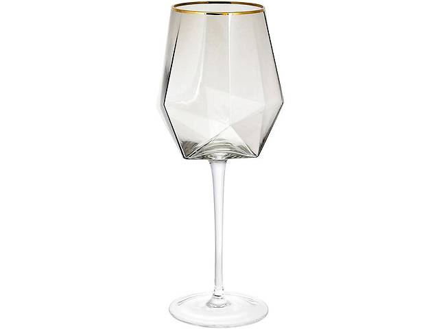 Набор 4 фужера Clio бокалы для вина 670мл, дымчатое стекло с золотым кантом