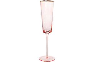 Набор 4 фужера Diva Pink бокалы для шампанского 160мл, розовый с золотым кантом