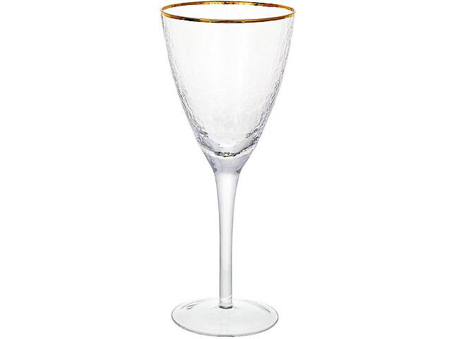 Набор 4 фужера Donna Ice бокалы для вина 370мл, стекло с золотым кантом
