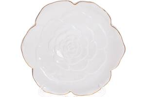 Набор 4 керамических тарелки 'Rose' 23х21.5х3см, белый с золотом