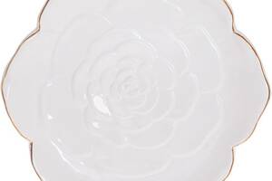 Набор 4 керамических тарелки 'Rose' 23х21.5х3см, белый с золотом
