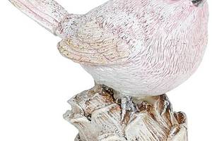 Набор 4 подвесные статуэтки 'Птичка на Шишке' 9см, полистоун, бежево-розовый