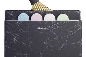 Набор 4 разделочные доски Ofenbach Black Marble 28х18х0.5см на горизонтальной подставке для ножей