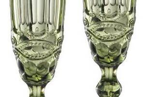 Набор 6 бокалов для шампанского Elodia Винтаж 180мл, изумрудное стекло