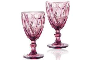 Набор 6 бокалов для вина Elodia Грани 320мл, розовое стекло