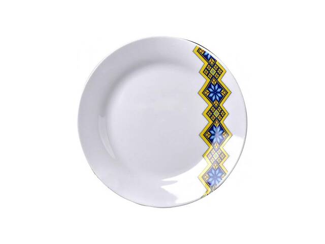 Набор 6 десертных тарелок Вышиванка желто-голубой ромб диаметр 17.5см S&T