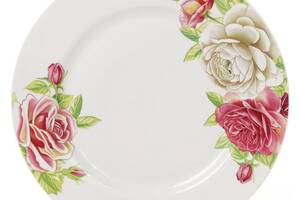 Набор 6 фарфоровых обеденных тарелок 'Чайная роза' Ø23см