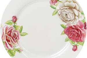 Набор 6 фарфоровых обеденных тарелок 'Чайная роза' Ø27см