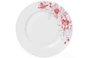 Набор 6 фарфоровых обеденных тарелок 'Цветы' Ø23см