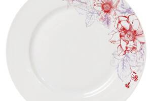 Набор 6 фарфоровых обеденных тарелок 'Цветы' Ø23см