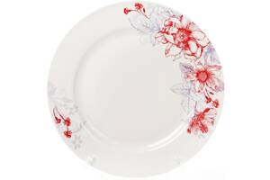 Набор 6 фарфоровых обеденных тарелок 'Цветы' Ø27см