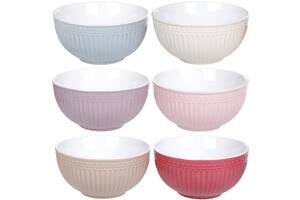 Набор 6 керамических пиал 'Артемида' Cream 600мл, цветные салатники