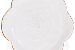 Набор 6 керамических тарелок 'Rose' 16х15.5х2.5см, белый с золотом