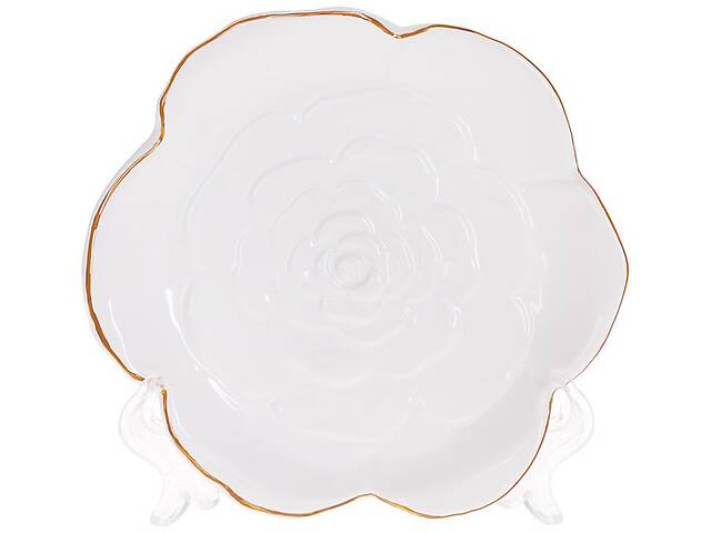 Набор 6 керамических тарелок 'Rose' 16х15.5х2.5см, белый с золотом