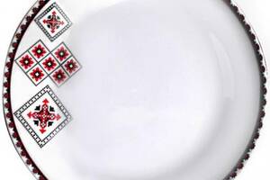 Набор 6 мелких тарелок 'Вышиванка красное и черное' Ø23см