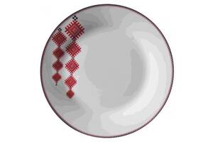 Набор 6 мелких тарелок 'Вышиванка красный ромб' Ø23см