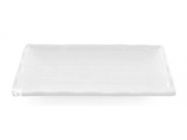 Набор 6 прямоугольных тарелок 'White City Бамбук' 20х13см для суши (белый фарфор)