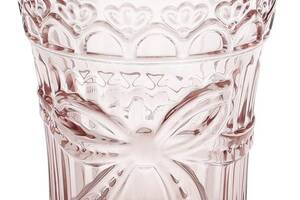 Набор 6 стаканов 'Бант' 260мл, розовое стекло