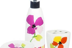Набор аксессуаров Anemone 'Flowers' для ванной комнаты: дозатор, мыльница и стакан