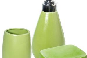 Набор аксессуаров Anemone 'Green' для ванной комнаты: дозатор, мыльница и стакан