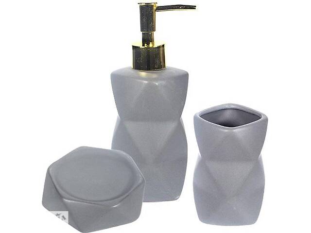 Набор аксессуаров Anemone 'Grey' для ванной комнаты: дозатор, мыльница и стакан