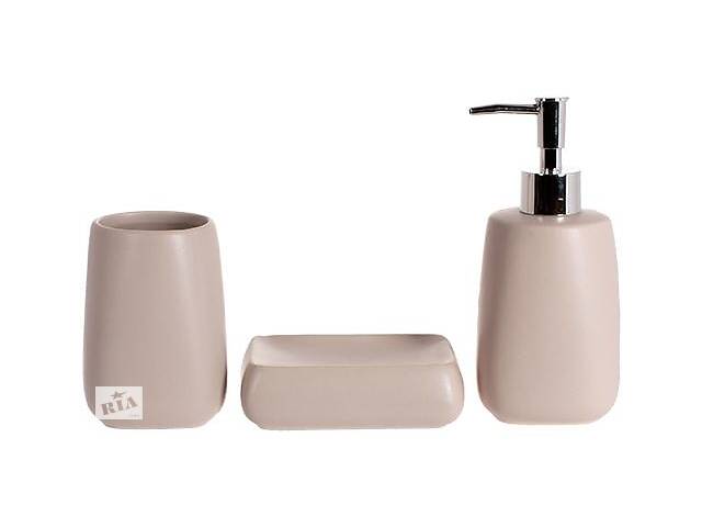 Набор аксессуаров 'Beige Classic' для ванной: дозатор для мыла, стакан, мыльница