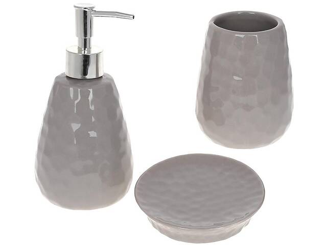 Набор аксессуаров Bright для ванной комнаты 3 предмета 'Серый Камень' керамика