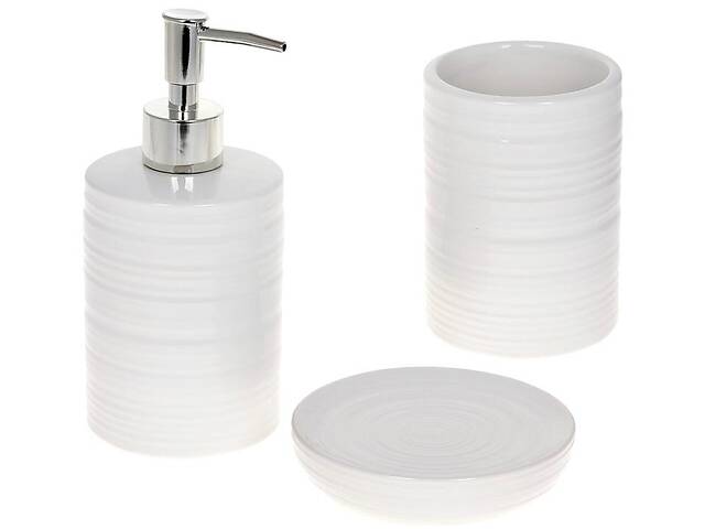 Набор аксессуаров Bright для ванной комнаты 3 предмета 'Белый Камень' керамика