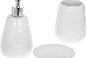 Набор аксессуаров Bright для ванной комнаты 3 предмета 'Белый Камень' глянцевая керамика