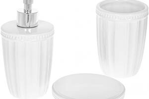 Набор аксессуаров Bright для ванной комнаты 3 предмета 'Белая Готика' глянцевая керамика