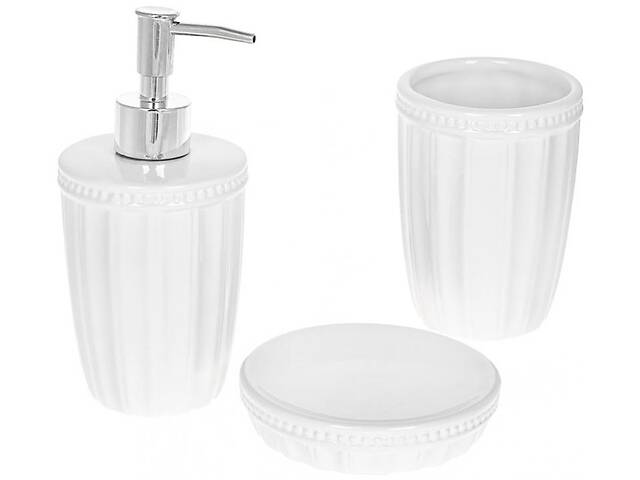 Набор аксессуаров Bright для ванной комнаты 3 предмета 'Белая Готика' глянцевая керамика
